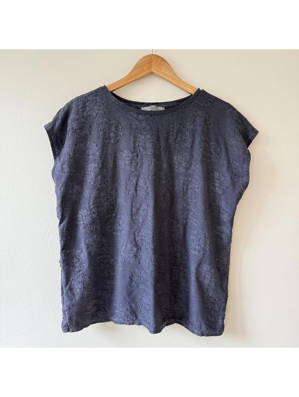 LOFT Over-Dyed Cotton Jacquard Top with Back Ruffle Detail – Size Large